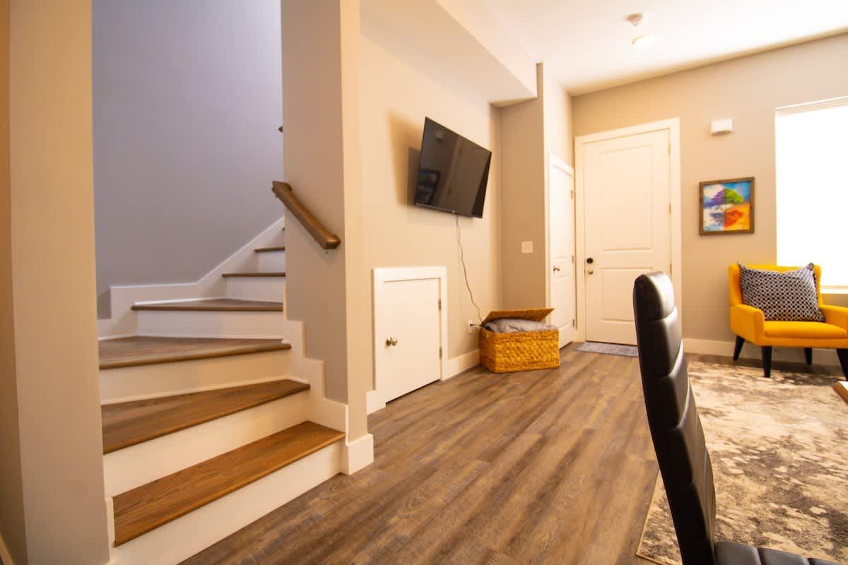 Stairs up to the bedrooms