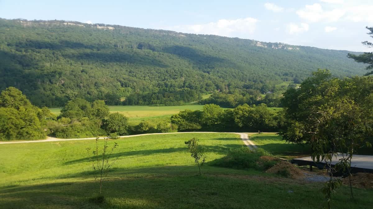 Lookout Mountain rising above the green valley
